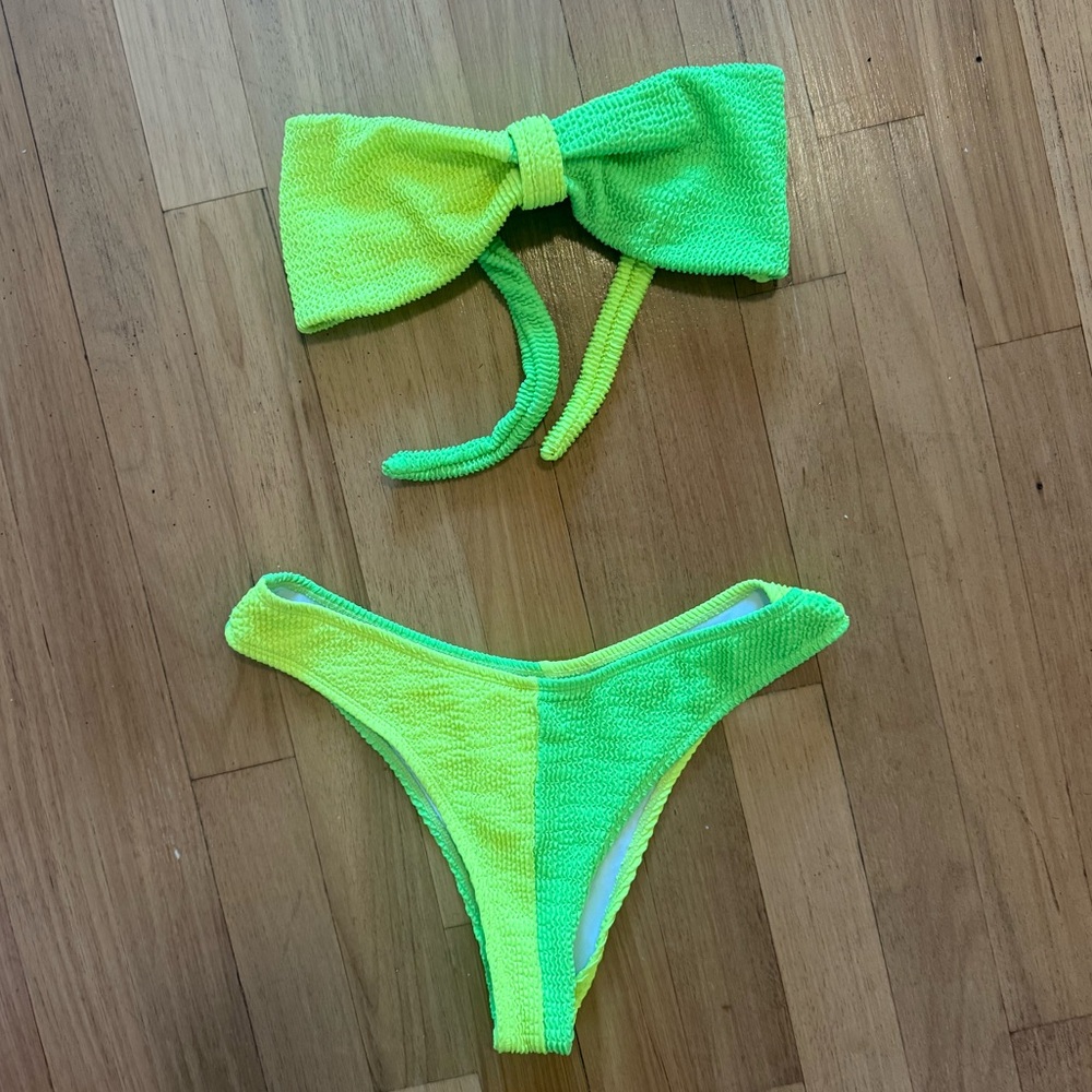 Neon Crinkle Bikini Set